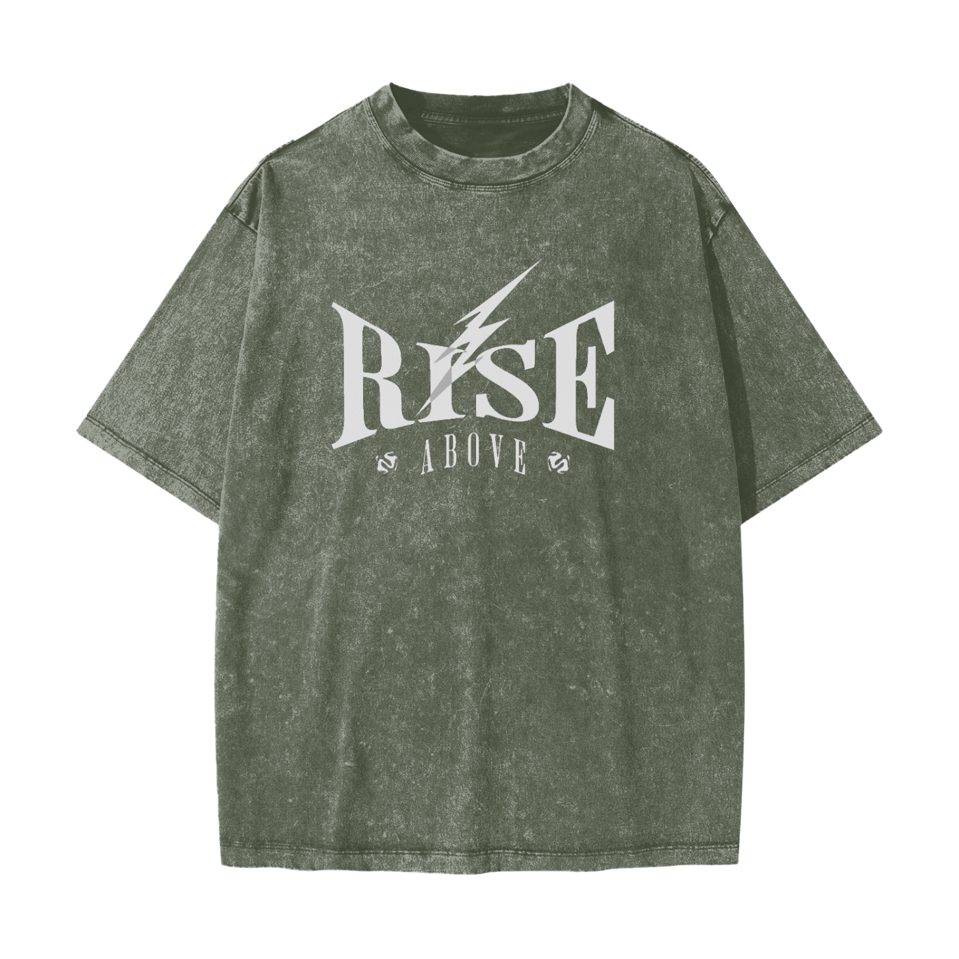 "RISE ABOVE" VINTAGE WAXED DYED WASHED HEAVYWEIGHT T-SHIRT