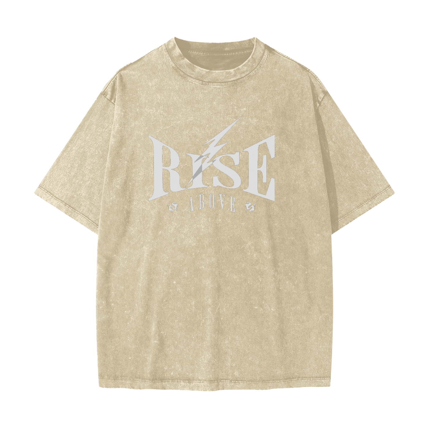 "RISE ABOVE" VINTAGE WAXED DYED WASHED HEAVYWEIGHT T-SHIRT