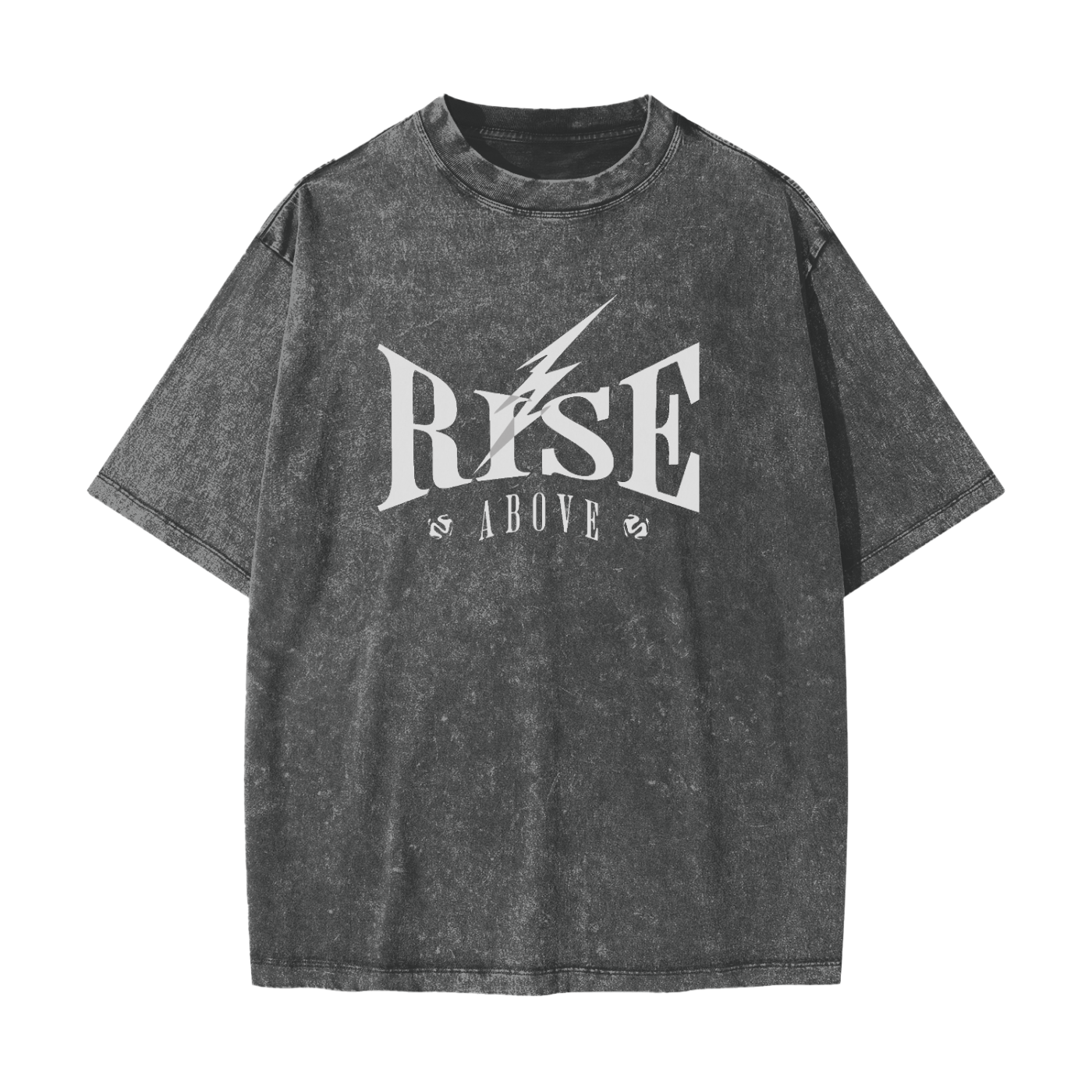 "RISE ABOVE" VINTAGE WAXED DYED WASHED HEAVYWEIGHT T-SHIRT