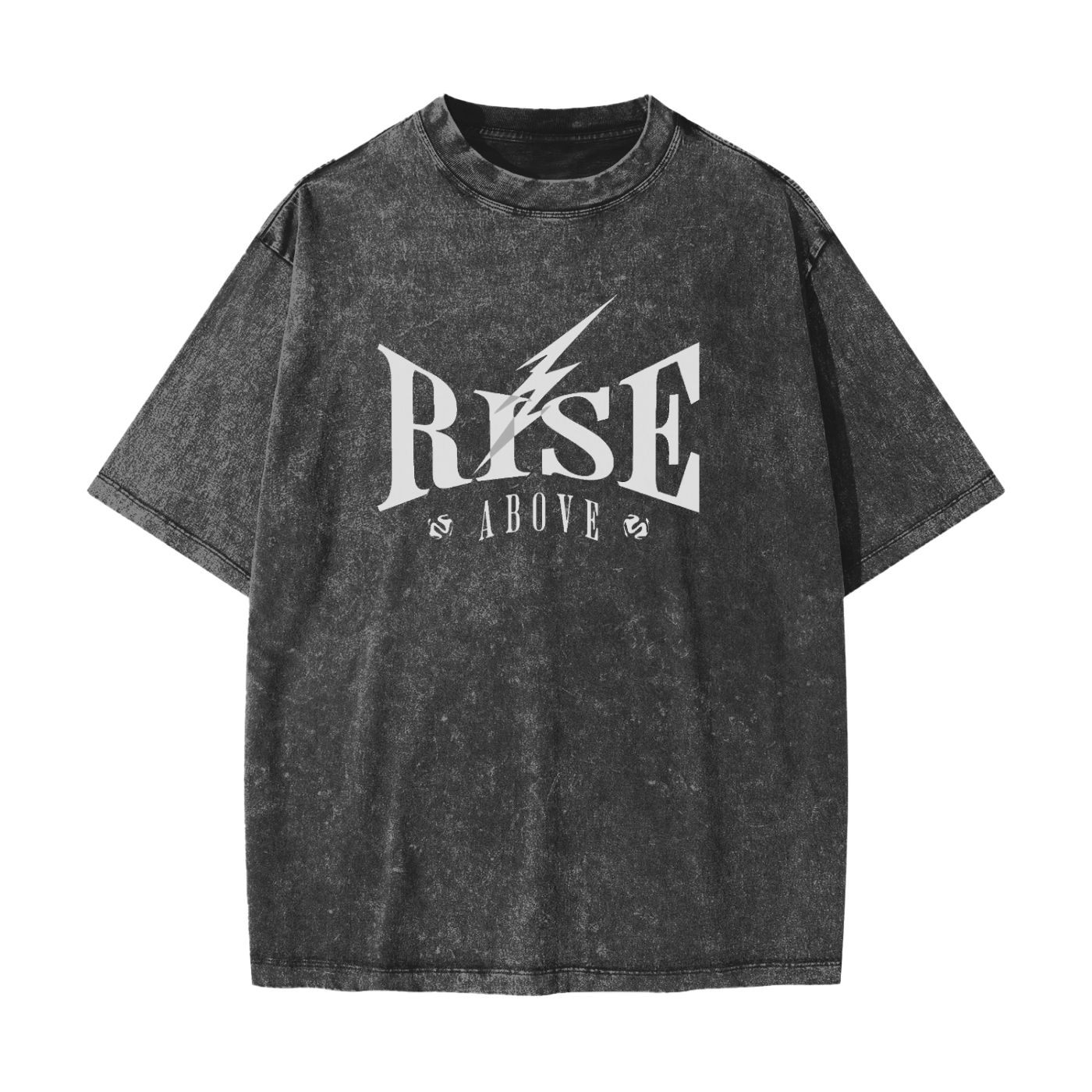 "RISE ABOVE" VINTAGE WAXED DYED WASHED HEAVYWEIGHT T-SHIRT