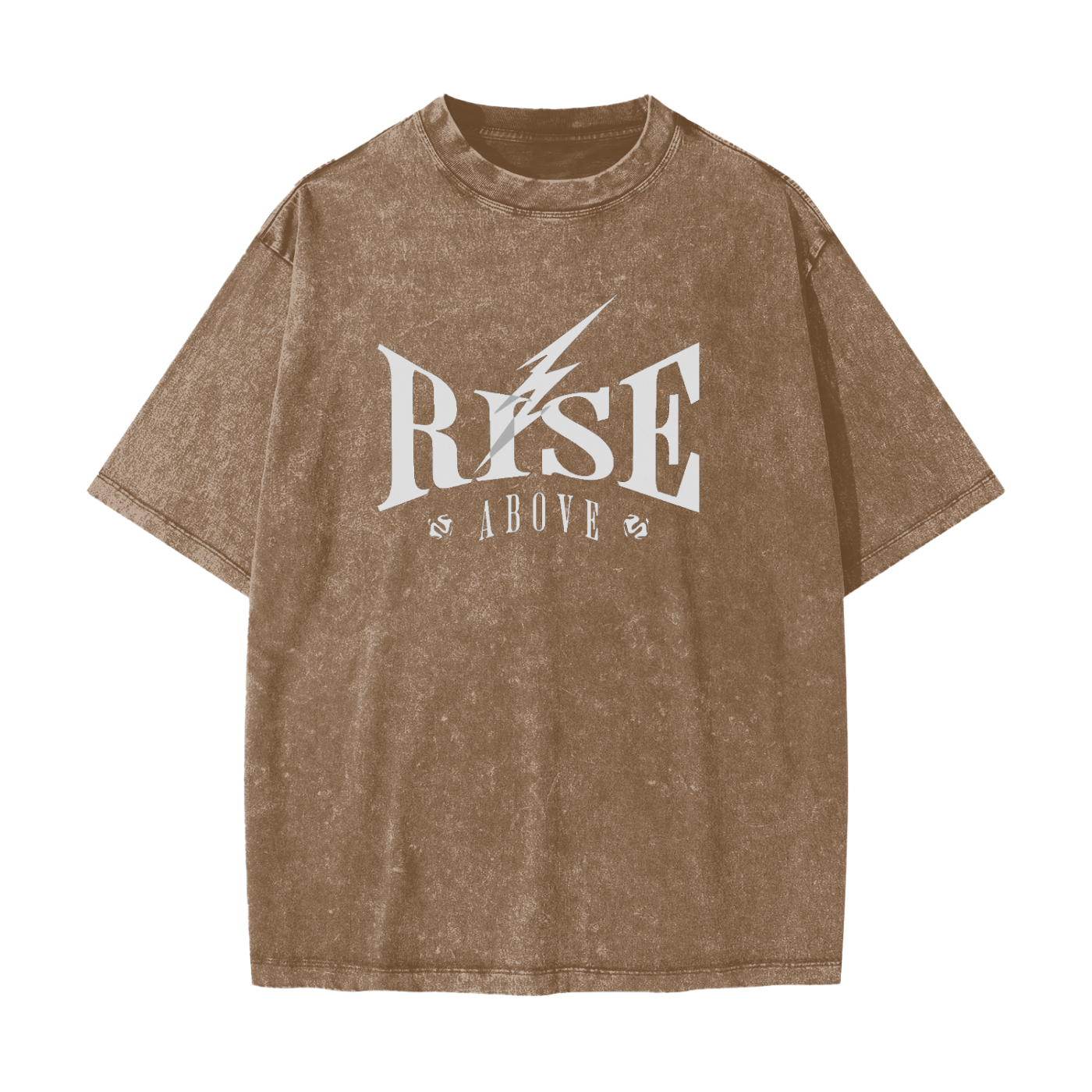 "RISE ABOVE" VINTAGE WAXED DYED WASHED HEAVYWEIGHT T-SHIRT